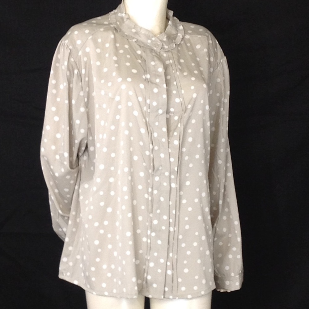 Jennifer & Grace Polka Dots Button Down Gray Shirt